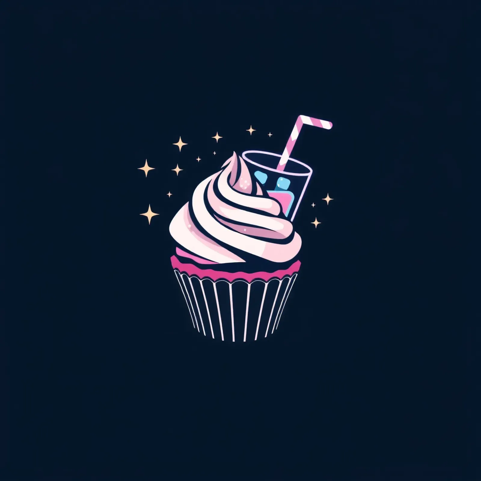 Cupcake colorati con glassa vorticosa e sormontati pellicola backlit da DesignDoodle
