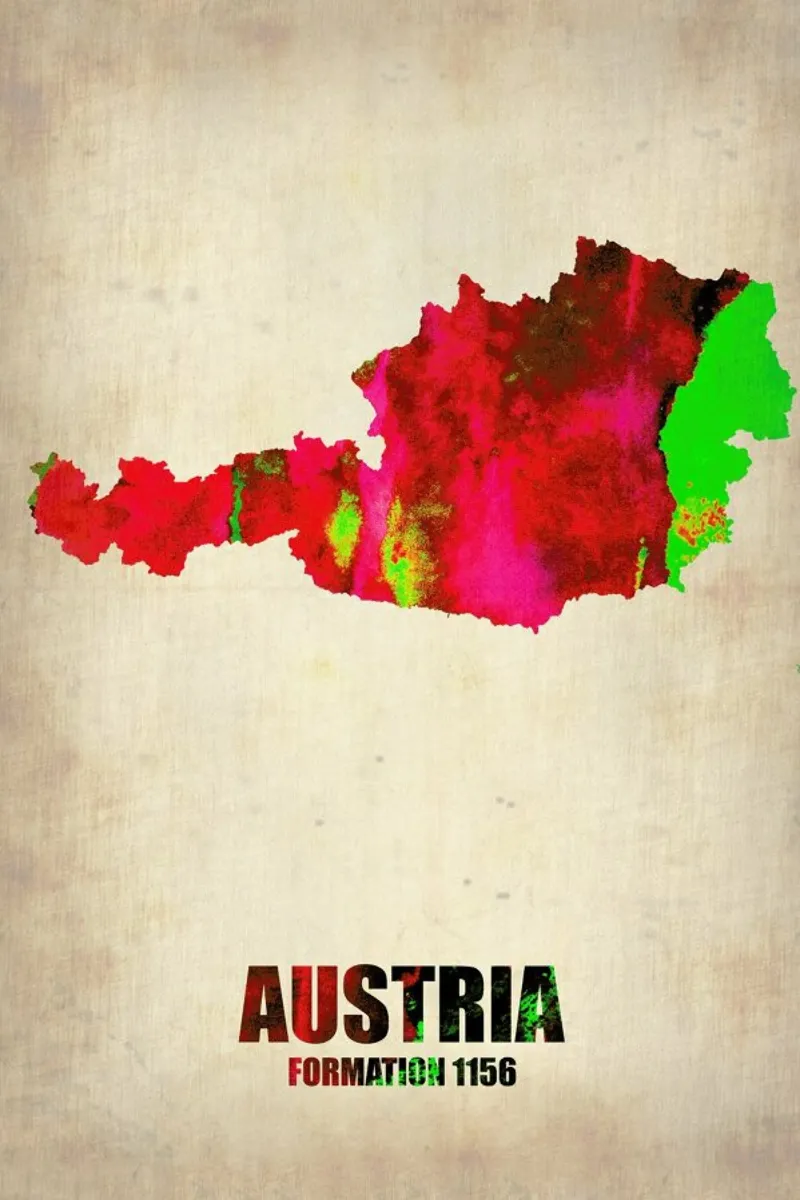 Austria Watercolor Map pellicola backlit da Naxart