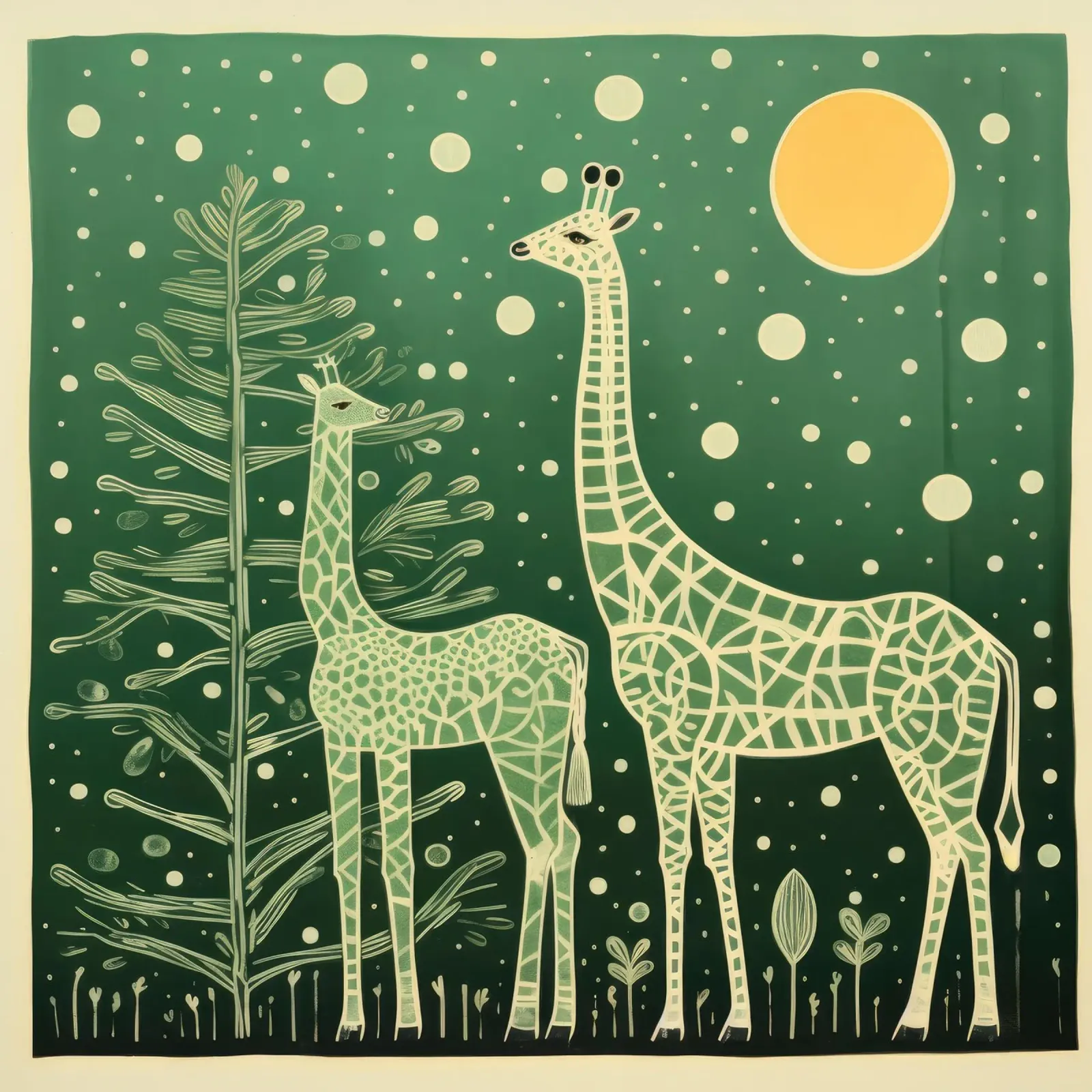 Giraffa verde 2 pellicola backlit da Minimal Animal Art