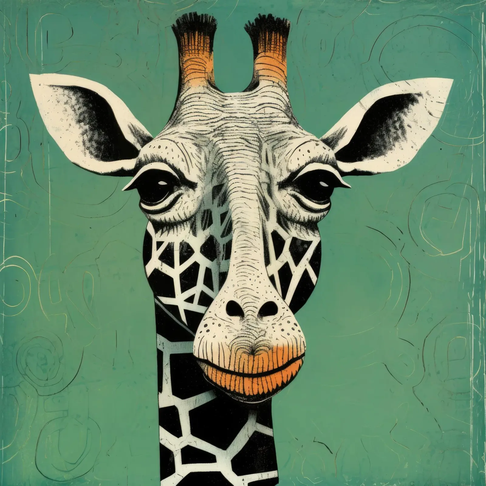 Giraffa verde 3 pellicola backlit da Minimal Animal Art