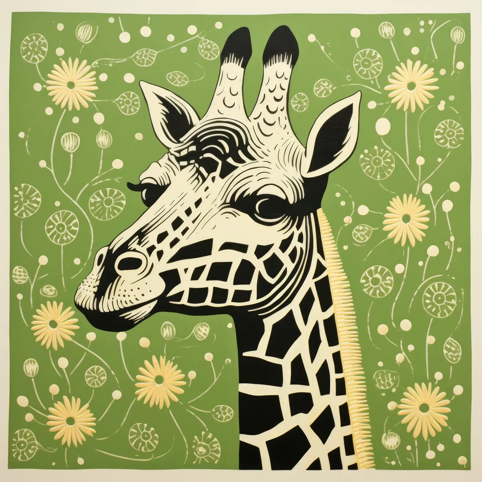 Giraffa verde 4 pellicola backlit da Minimal Animal Art