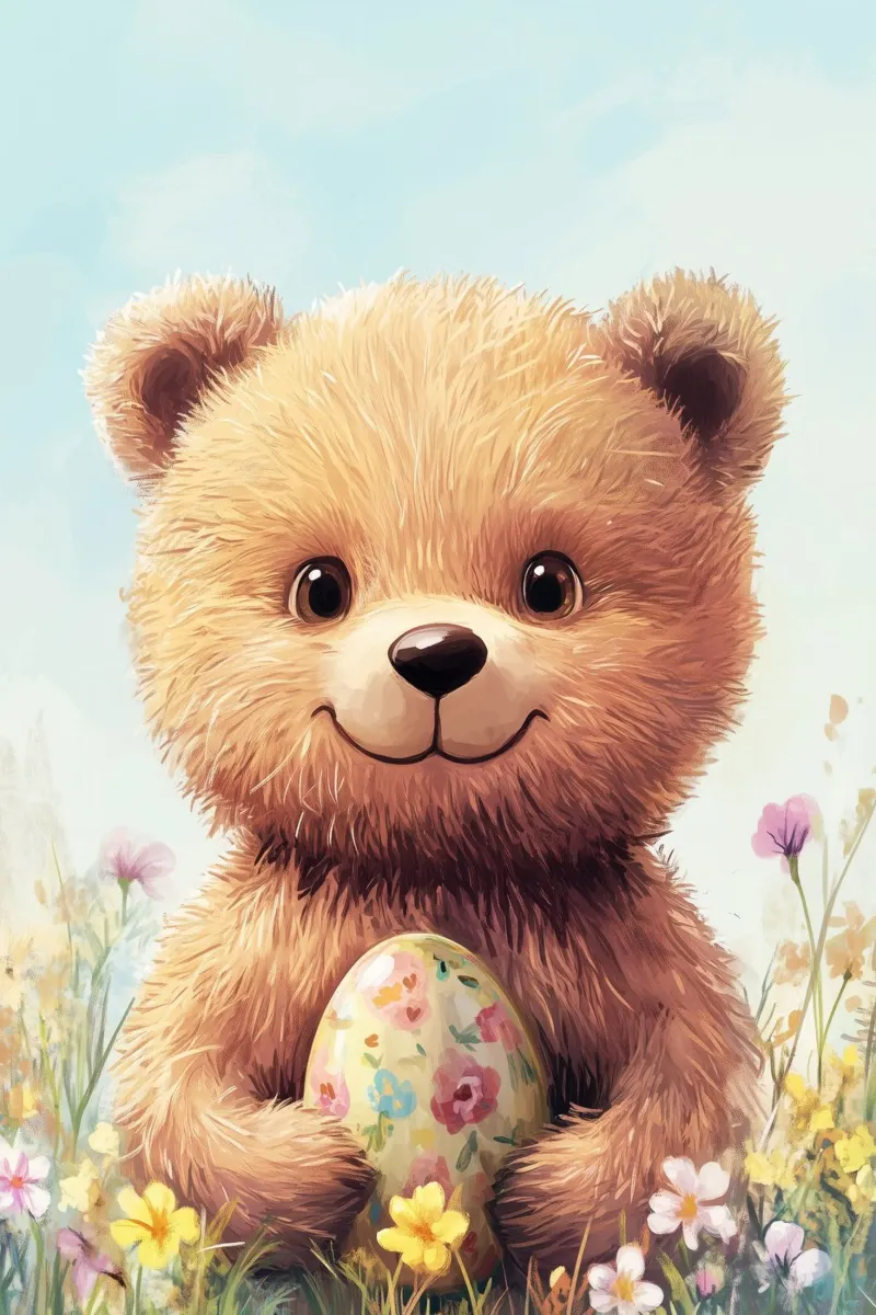 Eroe #38: Orso con uovo di Pasqua poster da farbenhelden