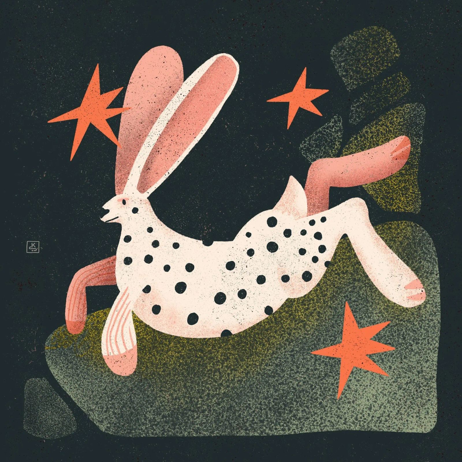 Schwarz gepunkteter weißer Hase Poster von Bold & Beautiful