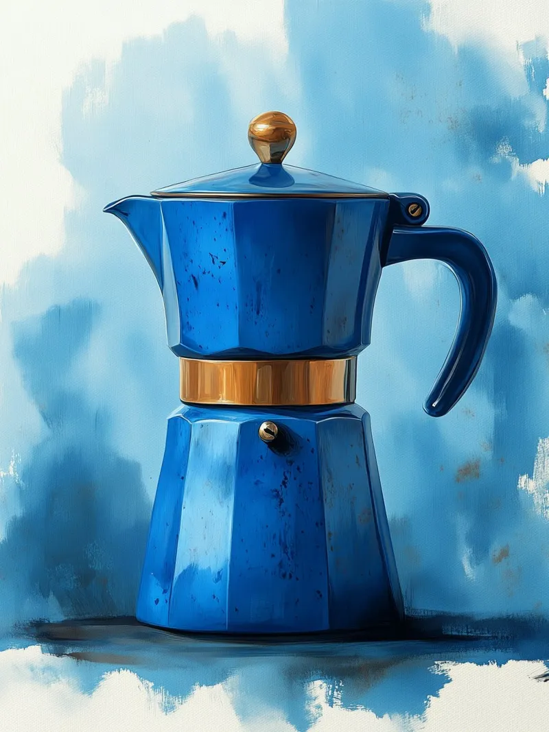 Caffettiera blu italiana poster con telaio in plastica da Spice & Style