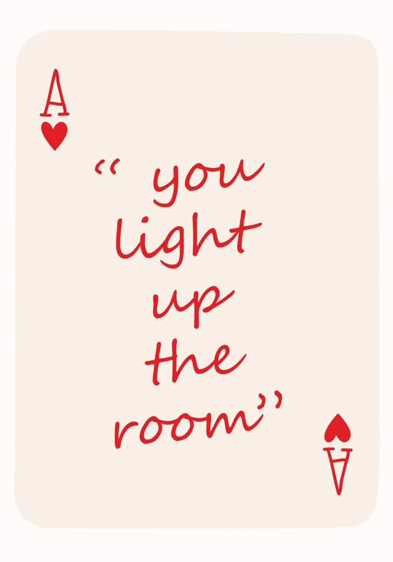 You light up my world, Ace Card, Playing card, typography canvas with Floater frame by pdigitalprints