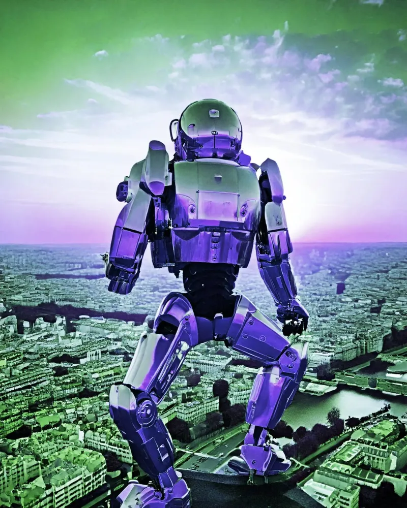 Tramonto su Parigi. Verde poster con telaio in plastica da Thierry vobmann photography