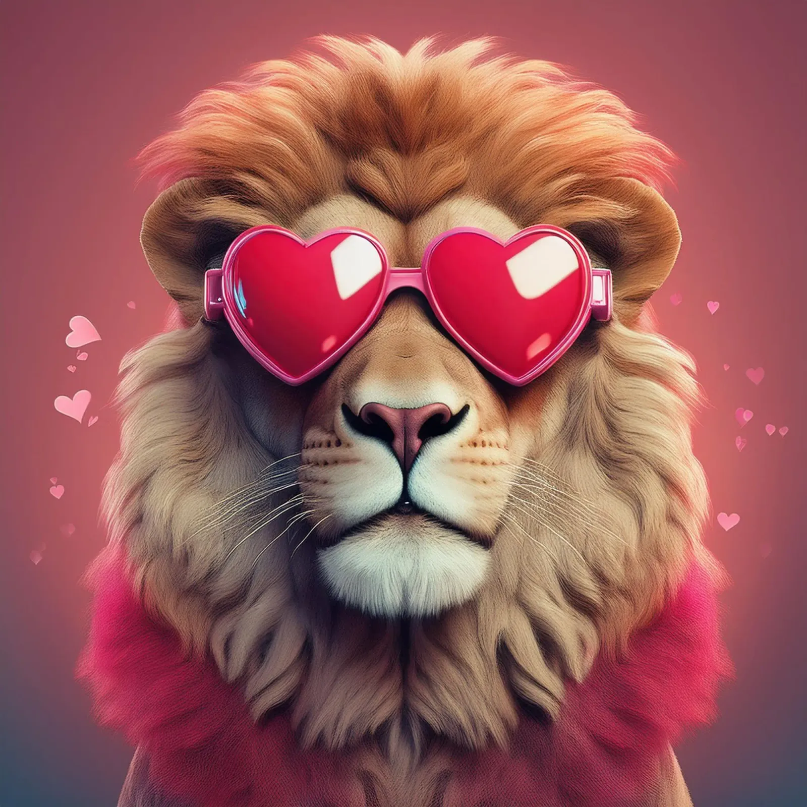 Löwe mit Herz-Sonnenbrille - Bold Valentine's Wall Art Forex-Platte von FlexiDesignsByK