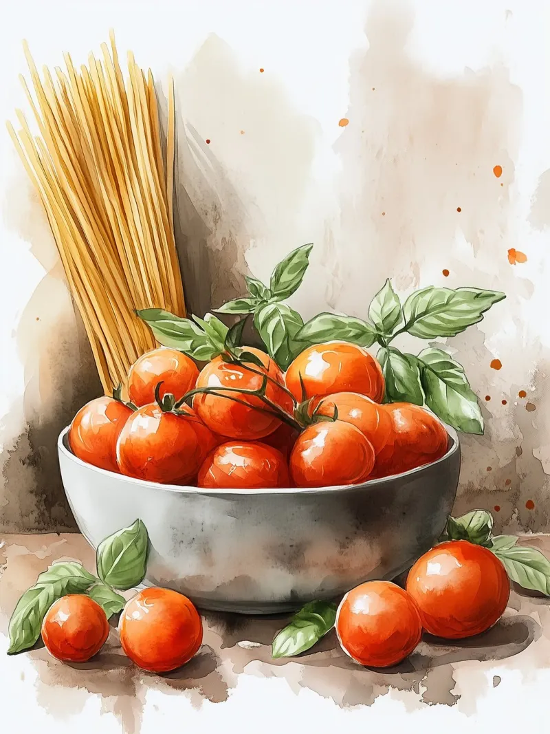 Pomodori e spaghetti carta hahnemühle da Spice & Style