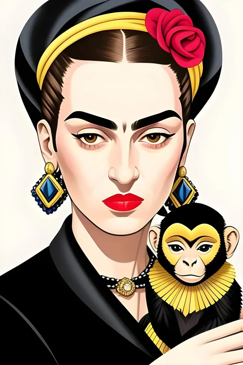 FRIDA KAHLO CON IN BRACCIO UNA SCIMMIA pellicola backlit da ART DECO