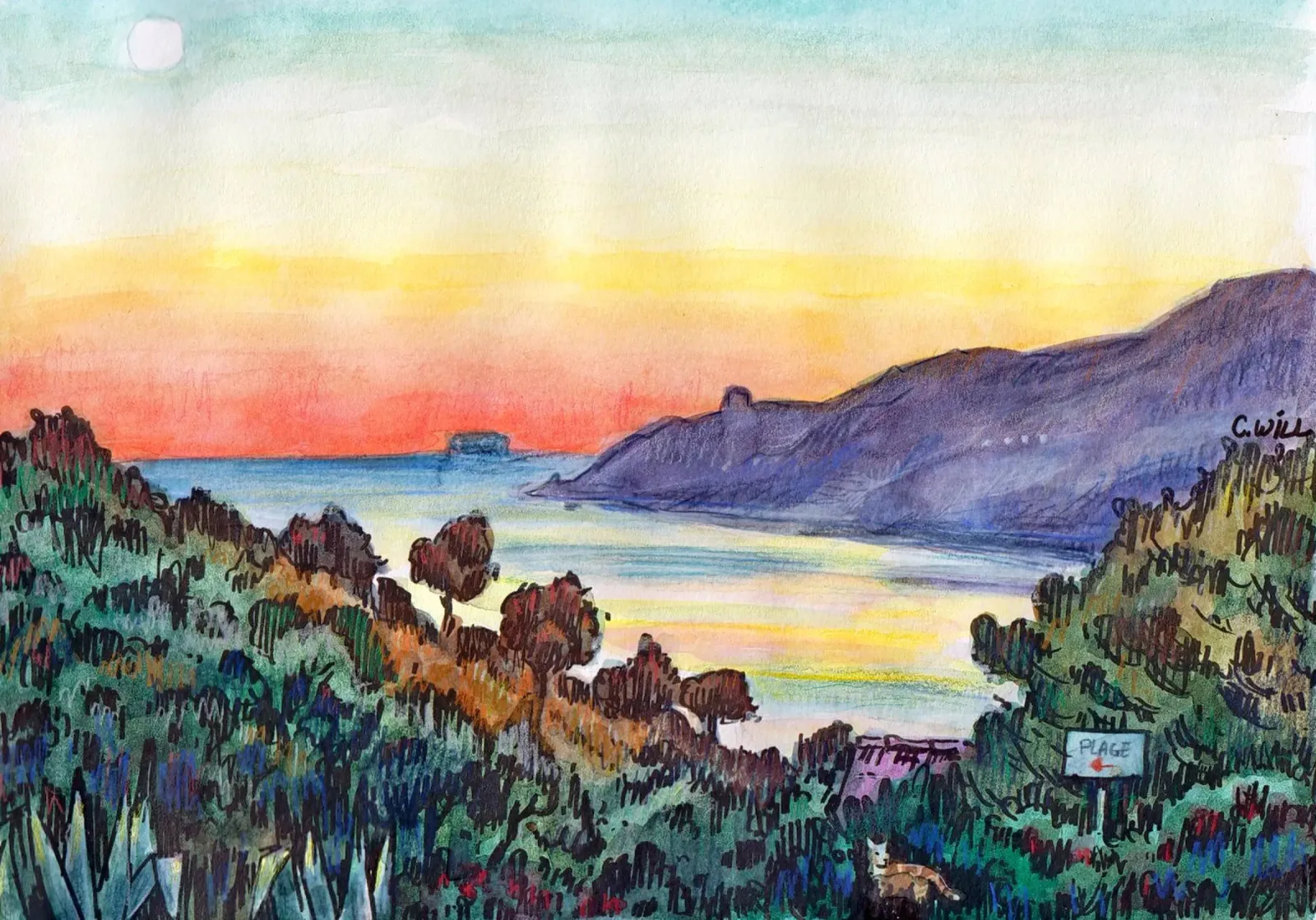 Sunset in Corsica poster by C.WILL