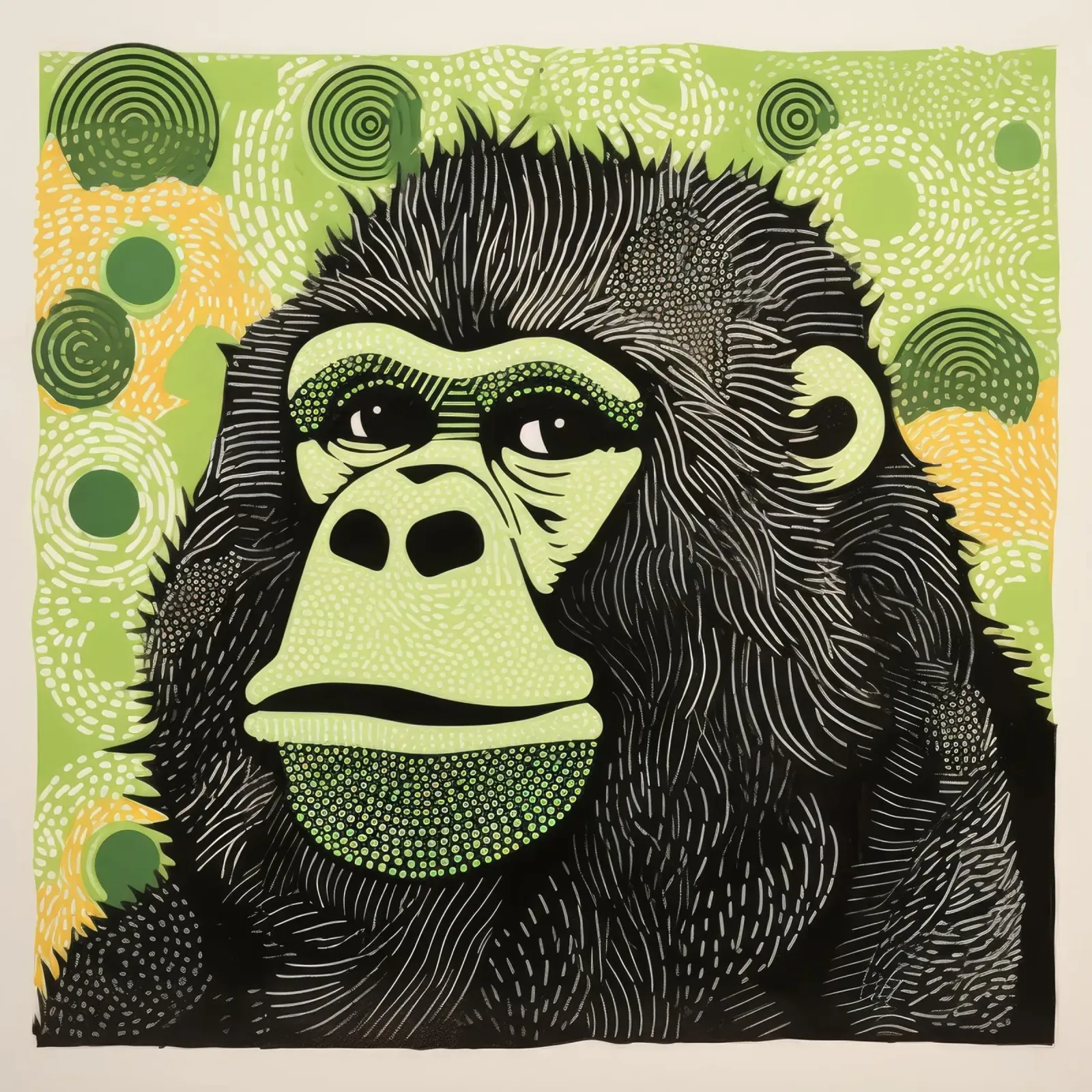Green Gorilla 1 canvas by Minimal Animal Art