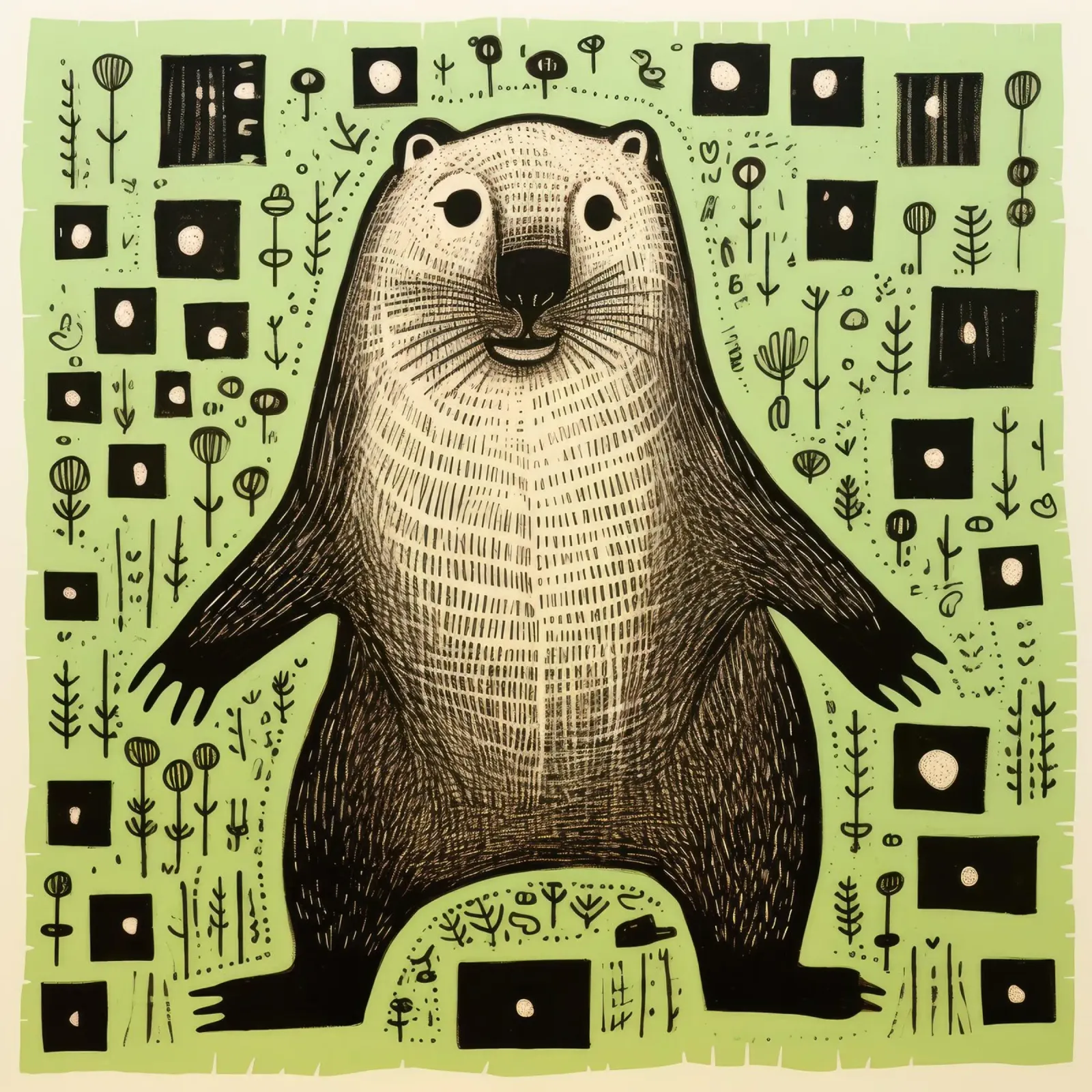Marmotta verde 2 pellicola backlit da Minimal Animal Art