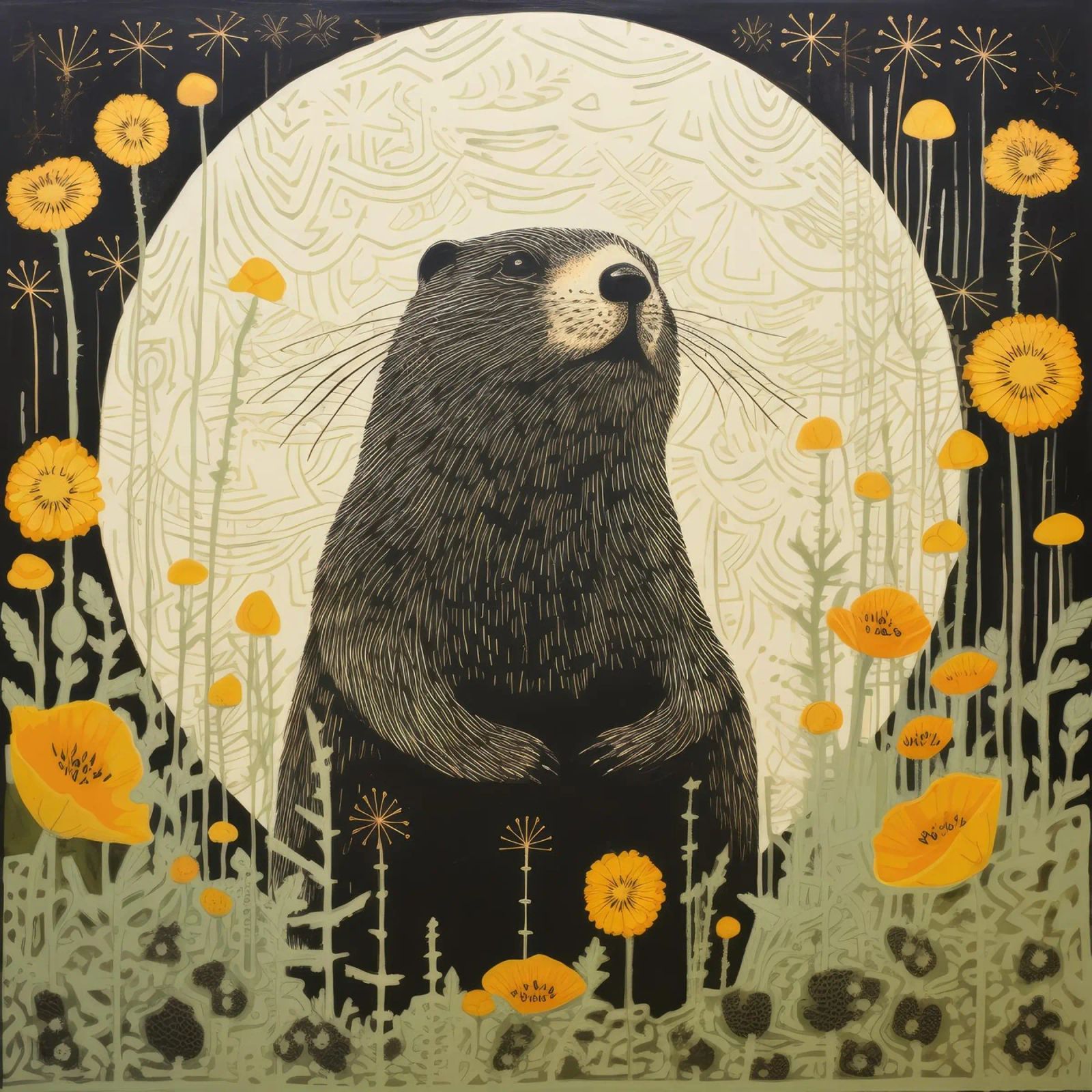 Marmotta verde 3 poster da Minimal Animal Art