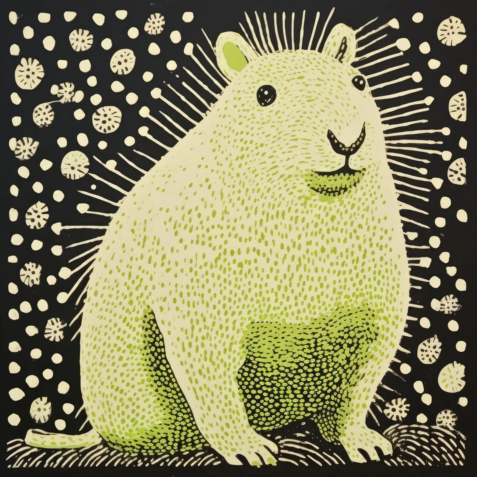 Cochon d'Inde vert 1 hahnemühle de Minimal Animal Art