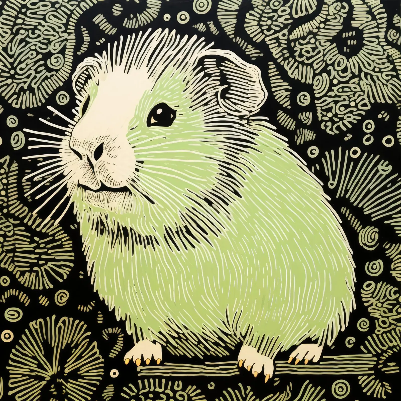 Cochon d'Inde vert 2 hahnemühle de Minimal Animal Art