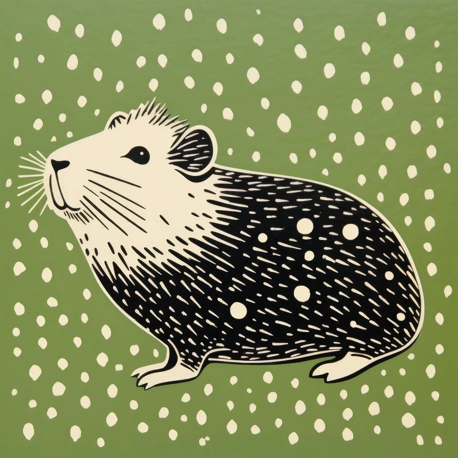 Cochon d'Inde vert 3 hahnemühle de Minimal Animal Art