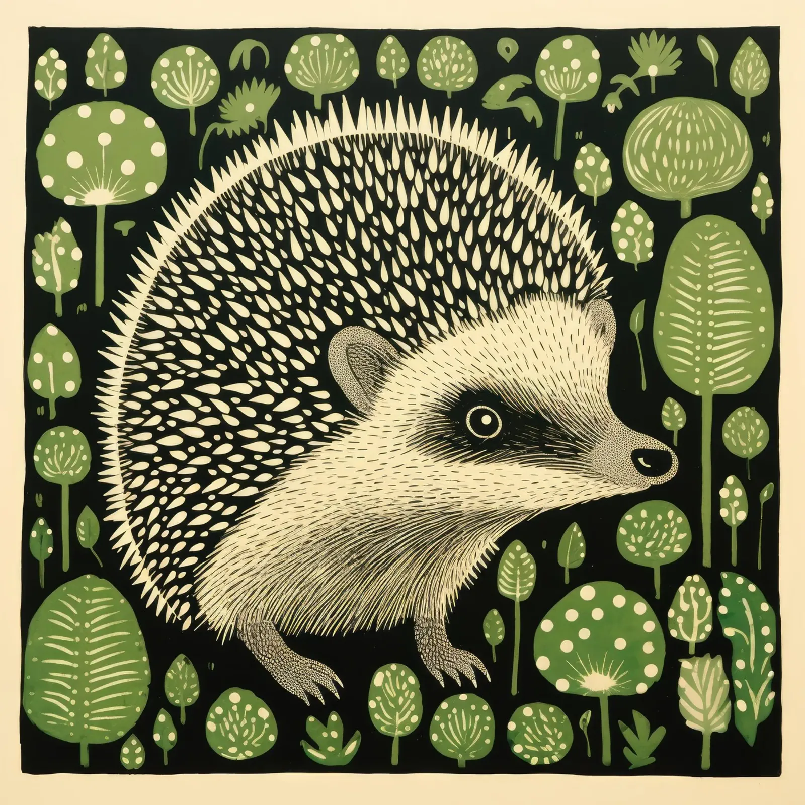 Erizo verde 1 metacrilato de Minimal Animal Art