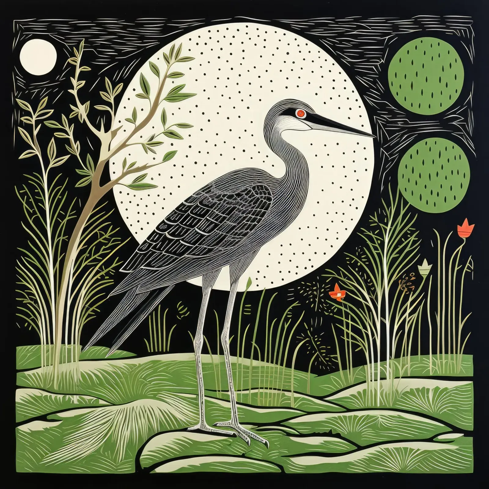 Garza verde 3 metacrilato de Minimal Animal Art