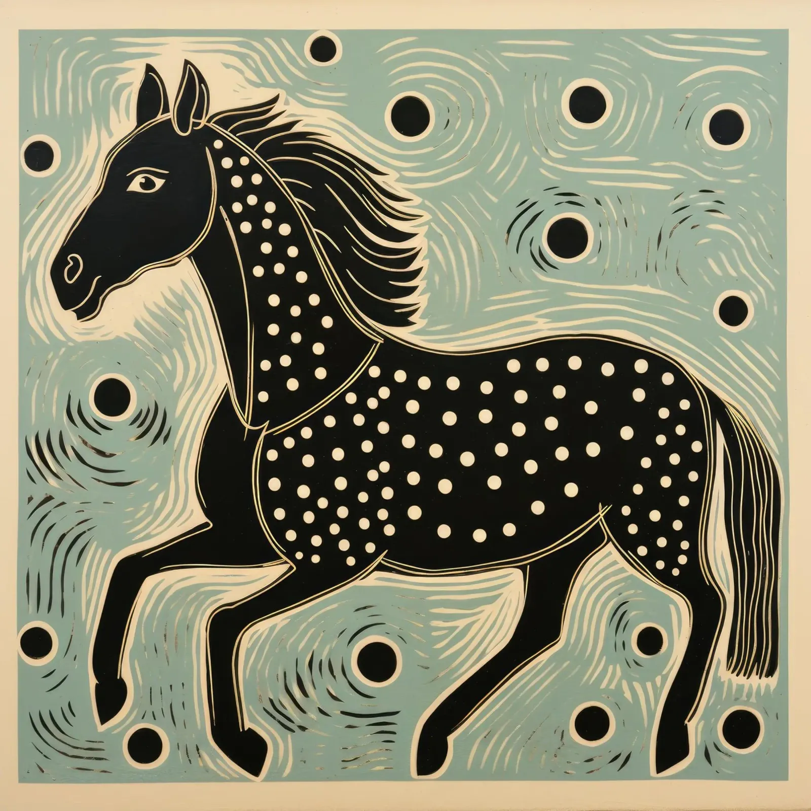 Green Horse 1 canvas by Minimal Animal Art