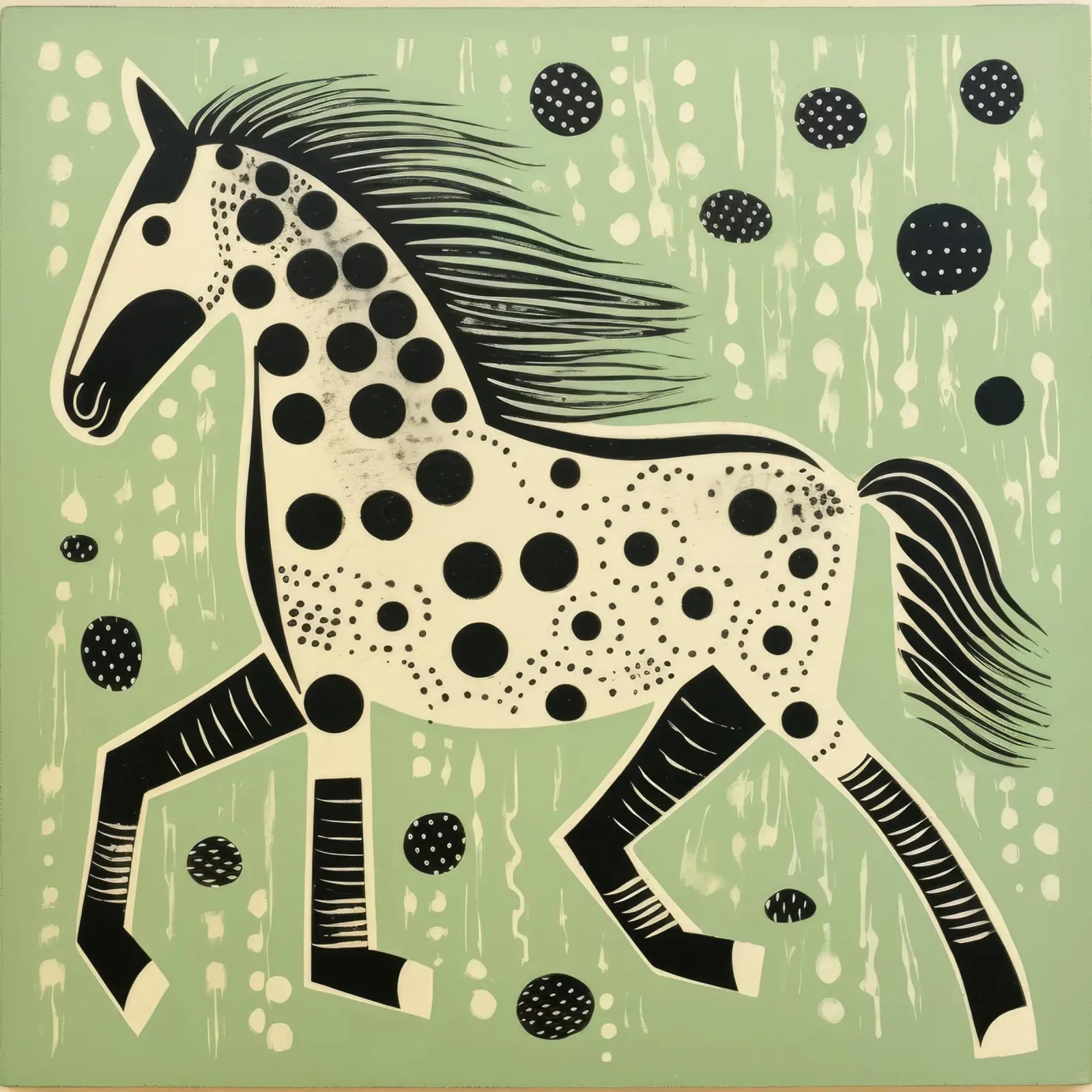 Cavallo verde 2 poster con telaio in legno da Minimal Animal Art
