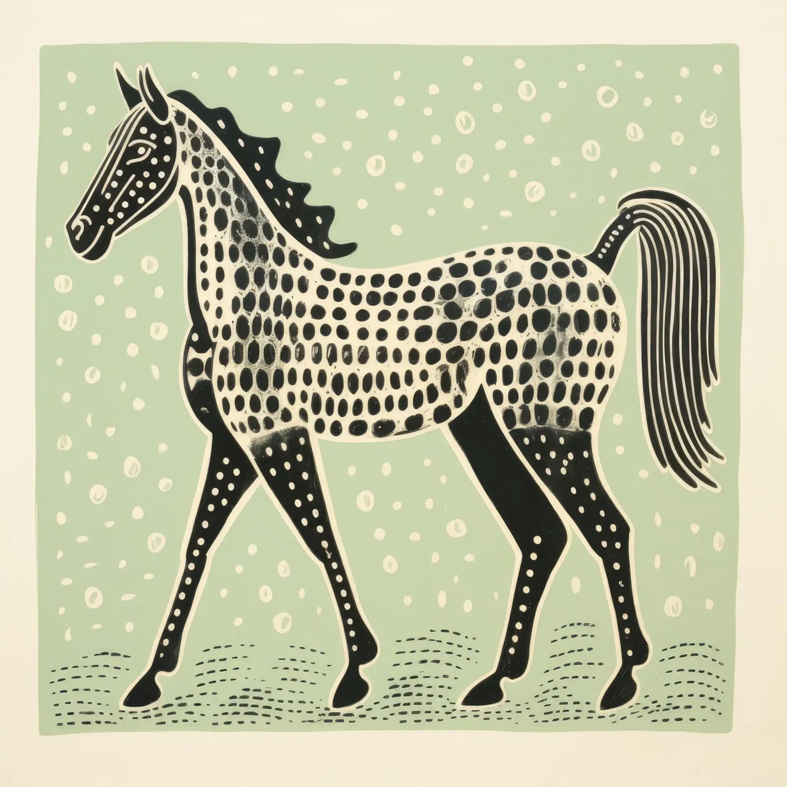 Cavallo Verde 4 alluminio dibond da Minimal Animal Art