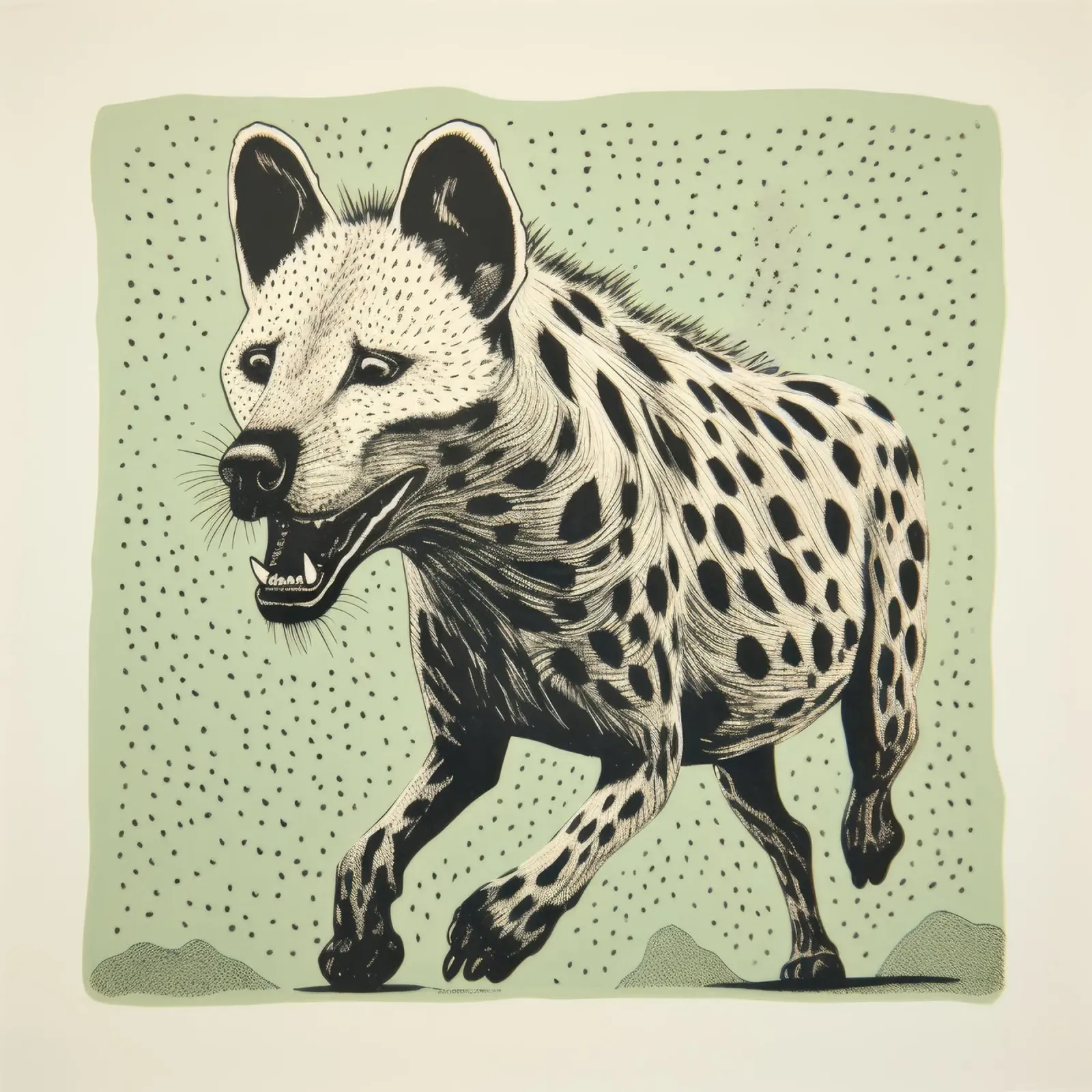 Green Hyena 2 alu-dibond by Minimal Animal Art