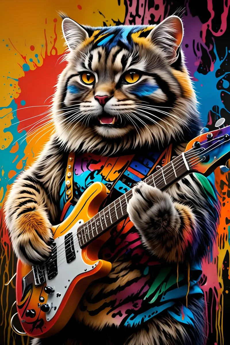 Il gatto Manul suona la chitarra poster da MakArena