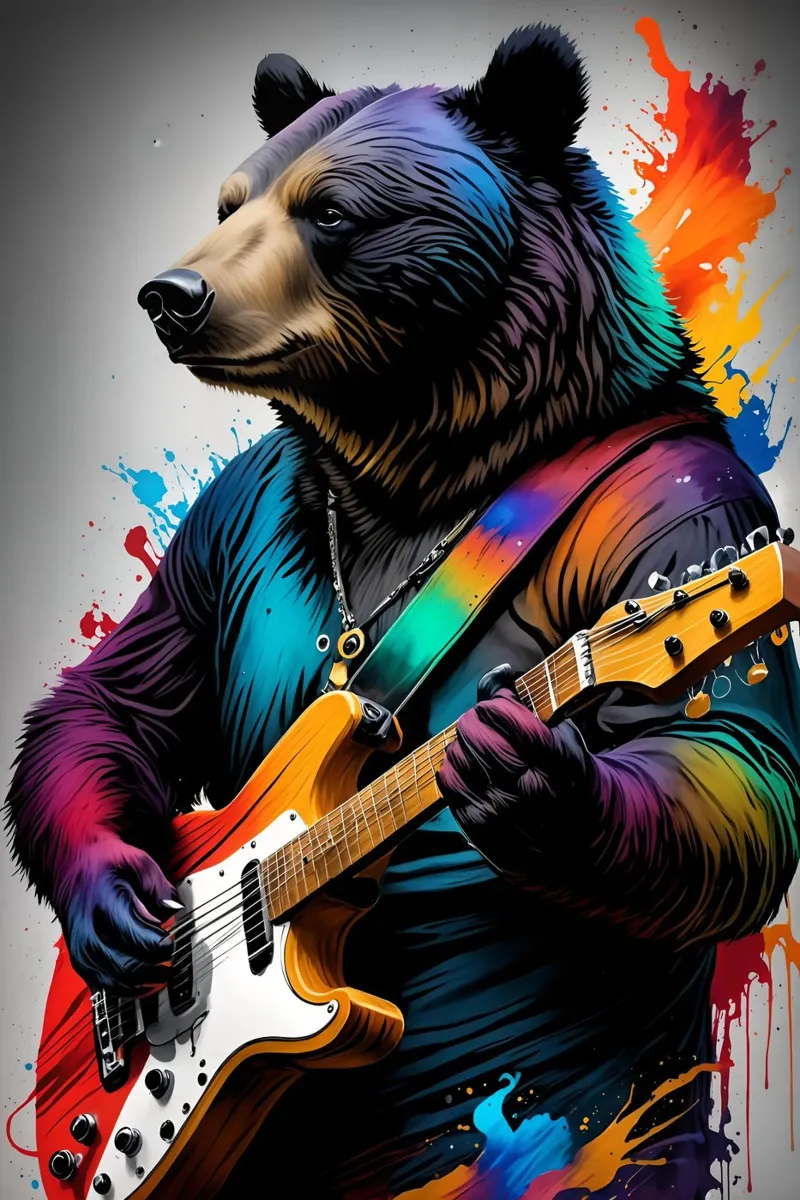Orso che suona la chitarra pellicola backlit da MakArena