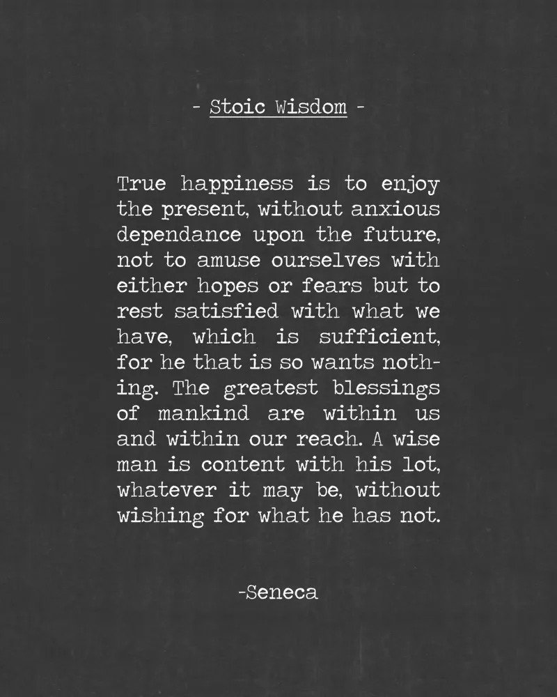 Stoic Wisdom Famous Inspiring Seneca Quote vintage word art poster con telaio in plastica da Summer Soul Co. - Quotes