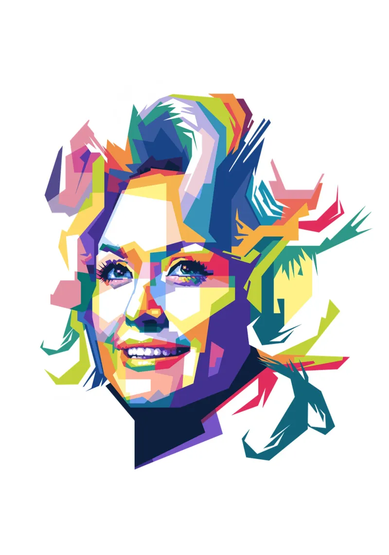 Dolly Parton WPAP pellicola backlit da Alkahfsmart