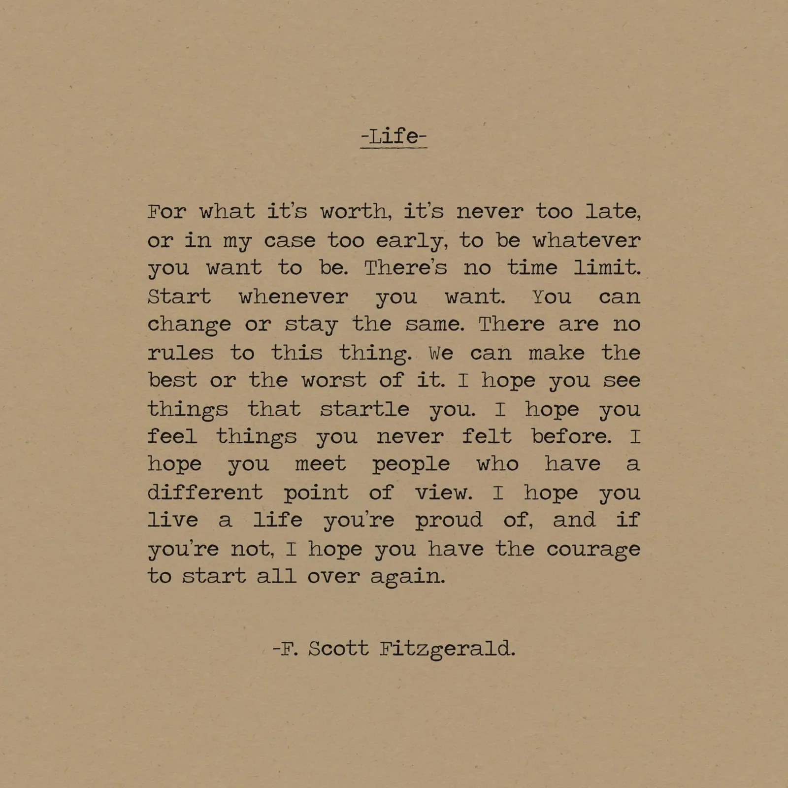Vida - F Scott Fitzgerald "For What it's Worth" Cita metacrilato de Summer Soul Co. - Quotes