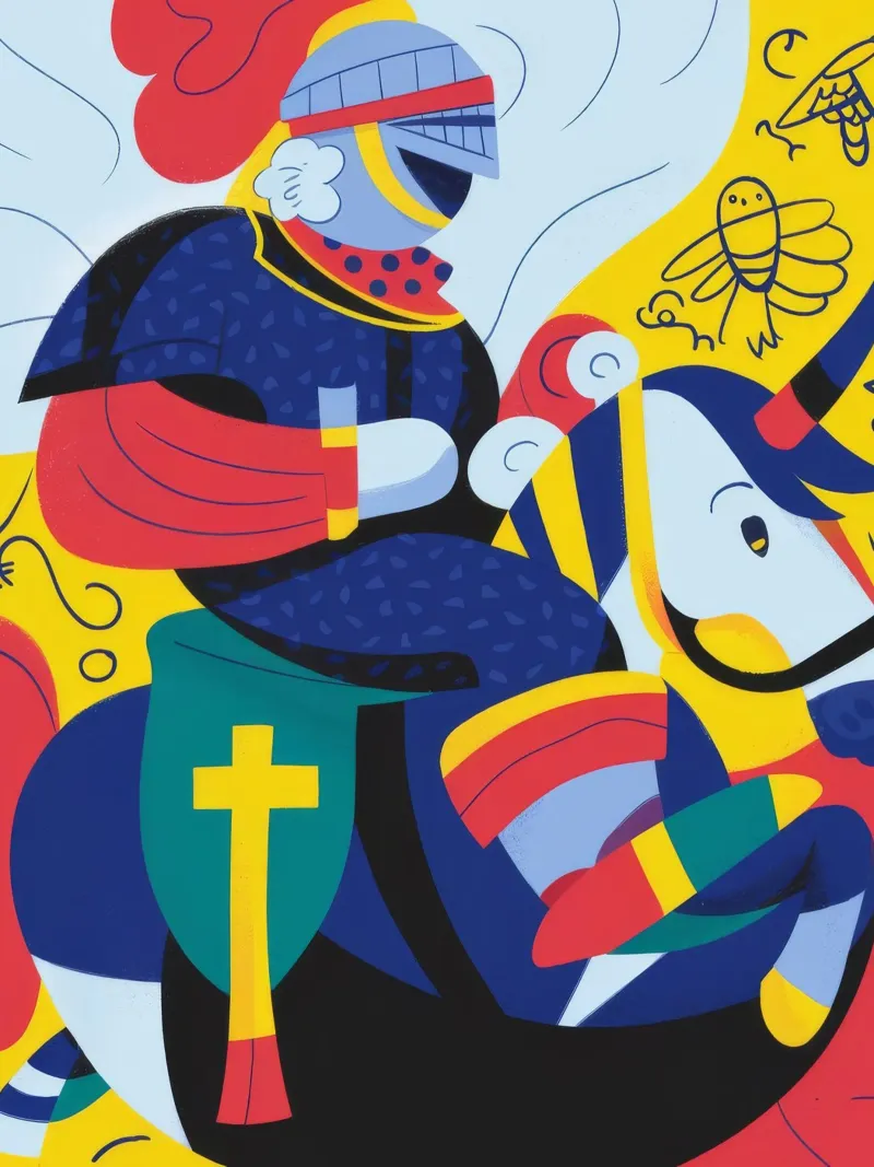 La fantasia del cavaliere poster con telaio in plastica da Monarco Virtuoso