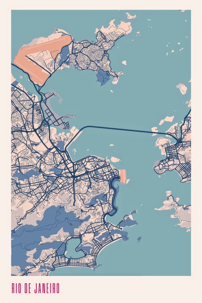De schoonheid van Brazilië - Rio poster met aluminium frame van MOOODZART