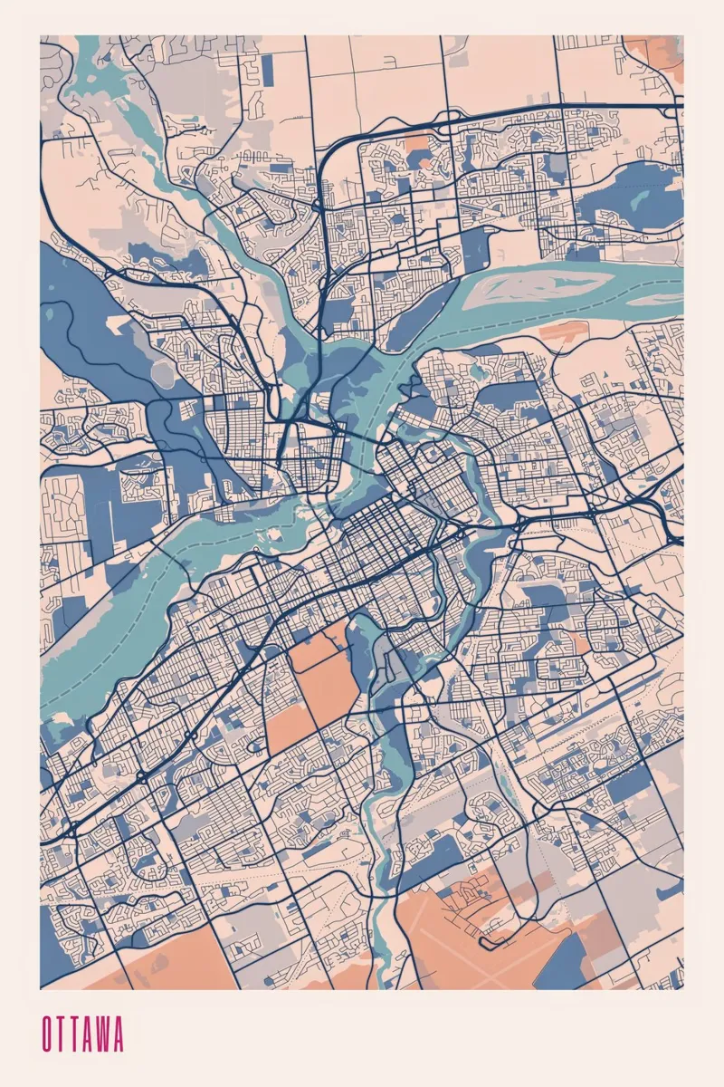 Eleganza sulle rive - Ottawa poster con telaio in alluminio da MOOODZART