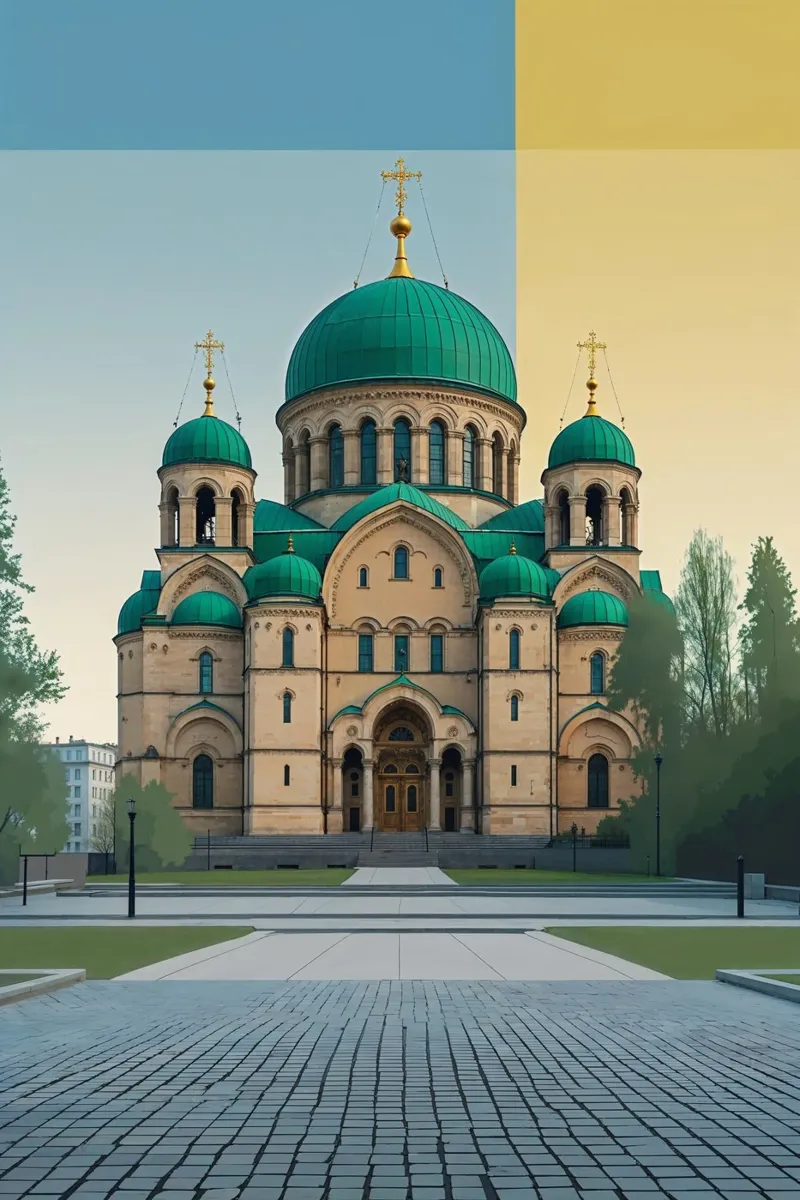 Minimalist Tribute to St. Sophia poster con telaio in alluminio da AlbertKlee