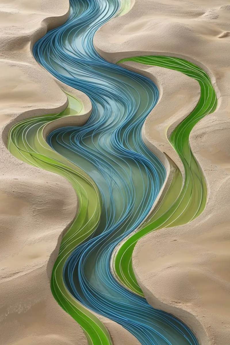 Euphrates’ Gentle Flow Through Desert Sands metacrilato de AlbertKlee
