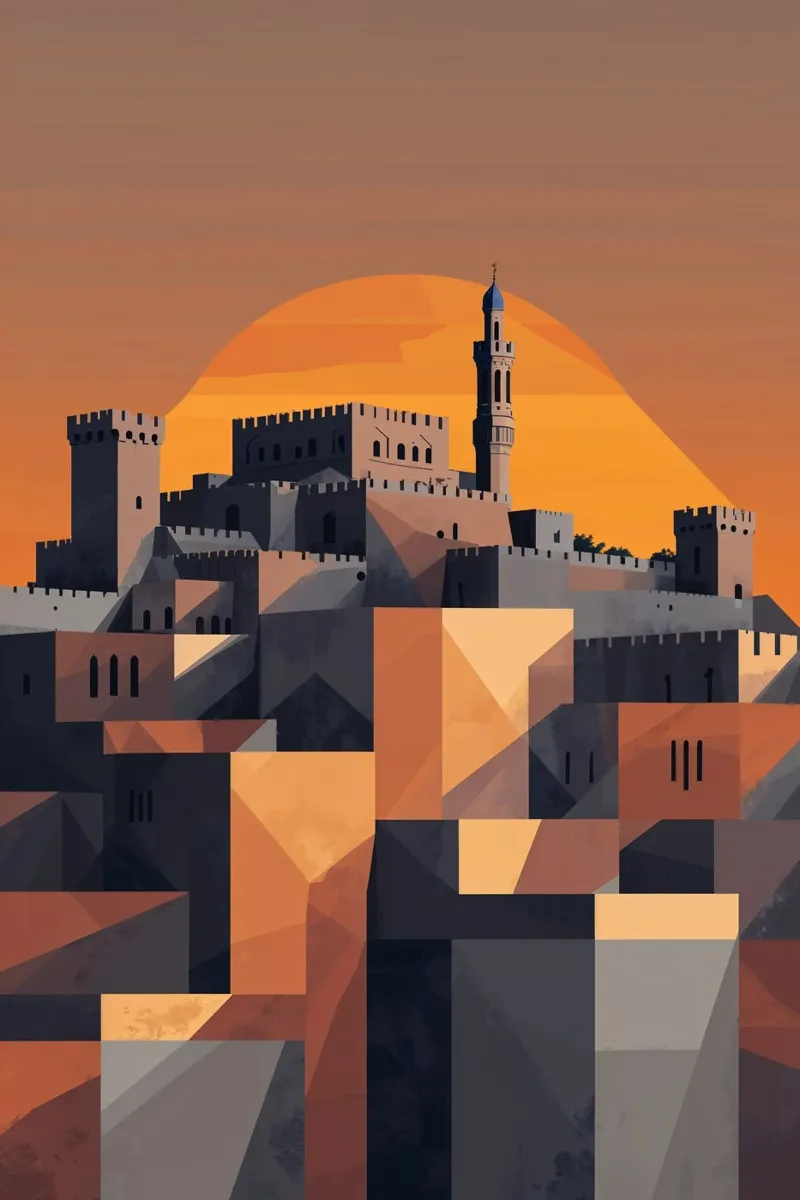 The Aleppo Citadel – A Geometric Marvel carta hahnemühle da AlbertKlee