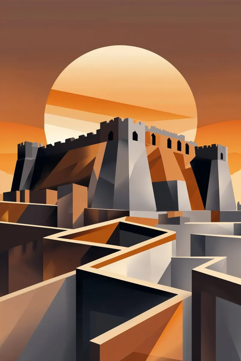 The Walls of Aleppo Citadel – Geometric Brilliance carta hahnemühle da AlbertKlee