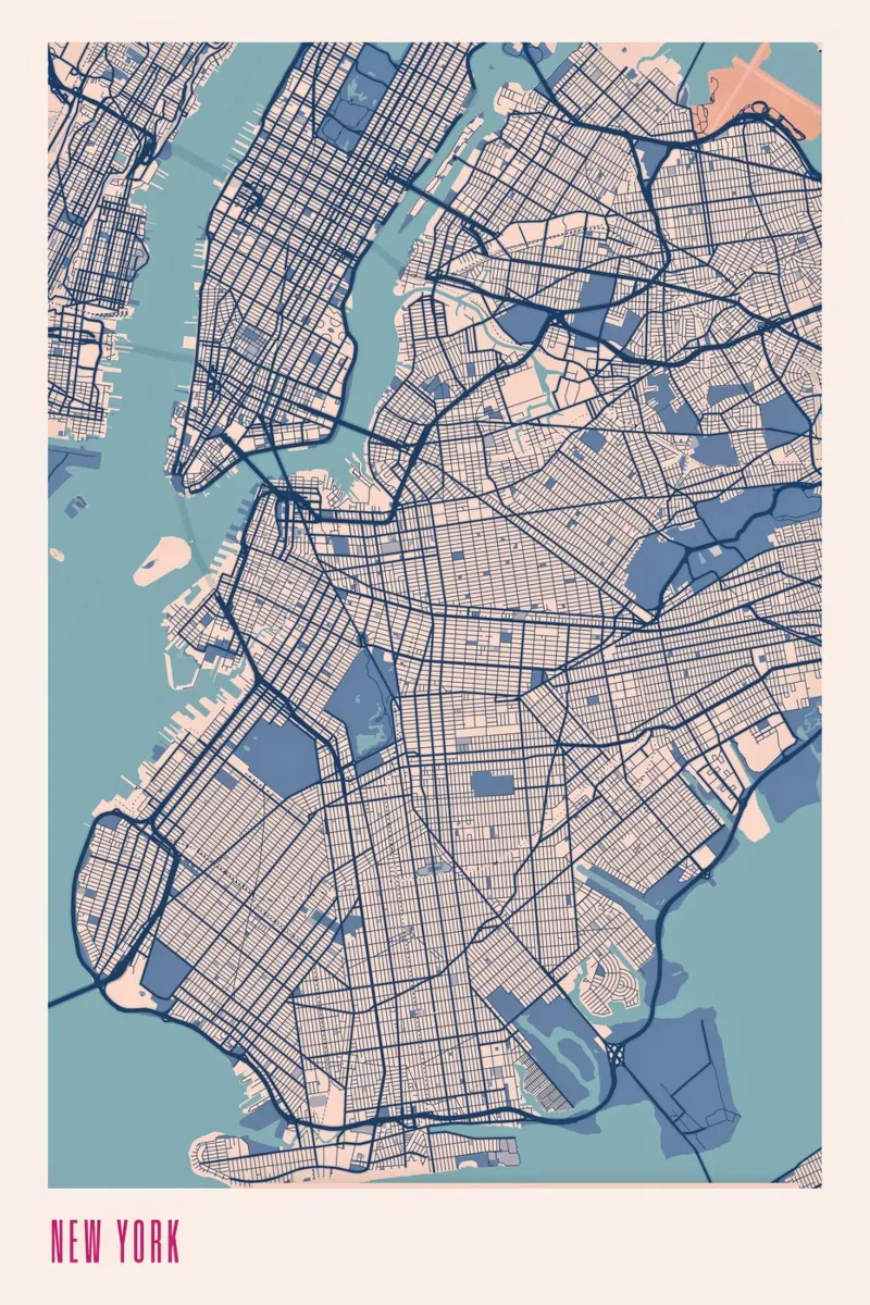 New York... New York... poster con telaio in alluminio da MOOODZART