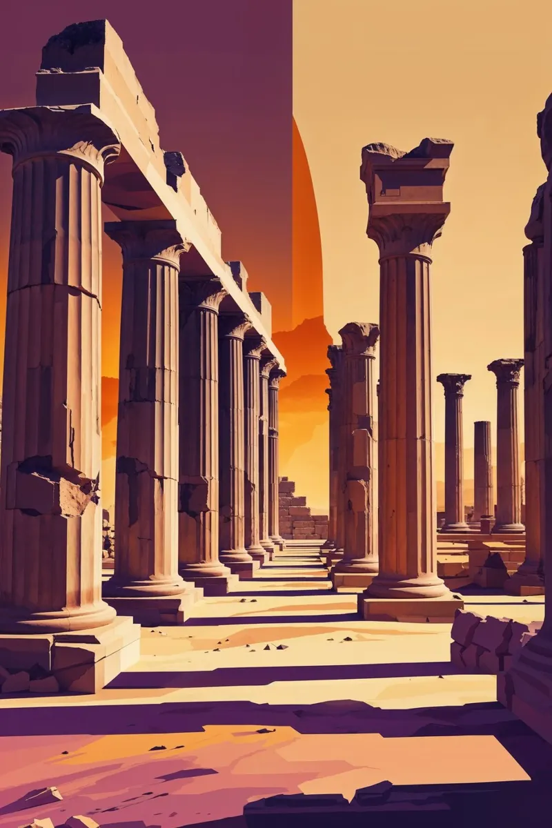 Palmyra's Majestic Columns at Sunset alluminio dibond da AlbertKlee