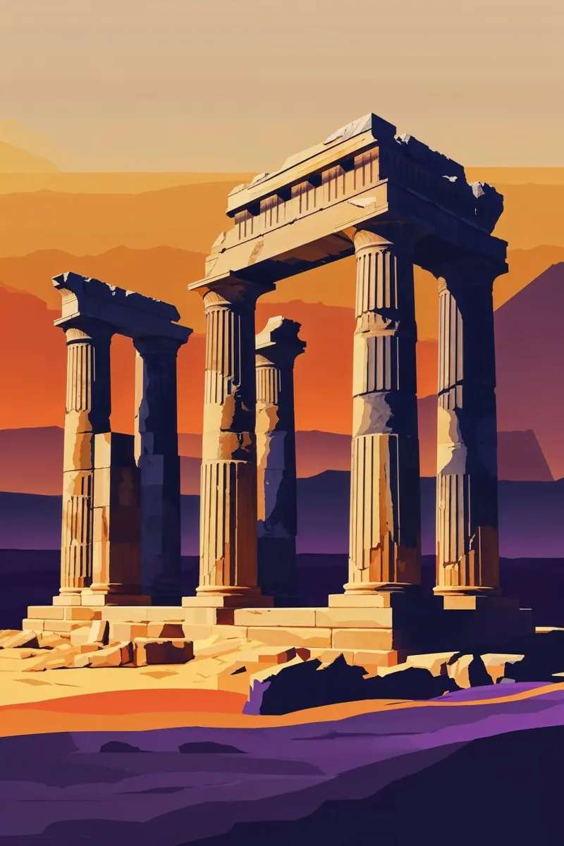 Golden Shadows of Palmyra’s Ancient Marvels alluminio dibond da AlbertKlee