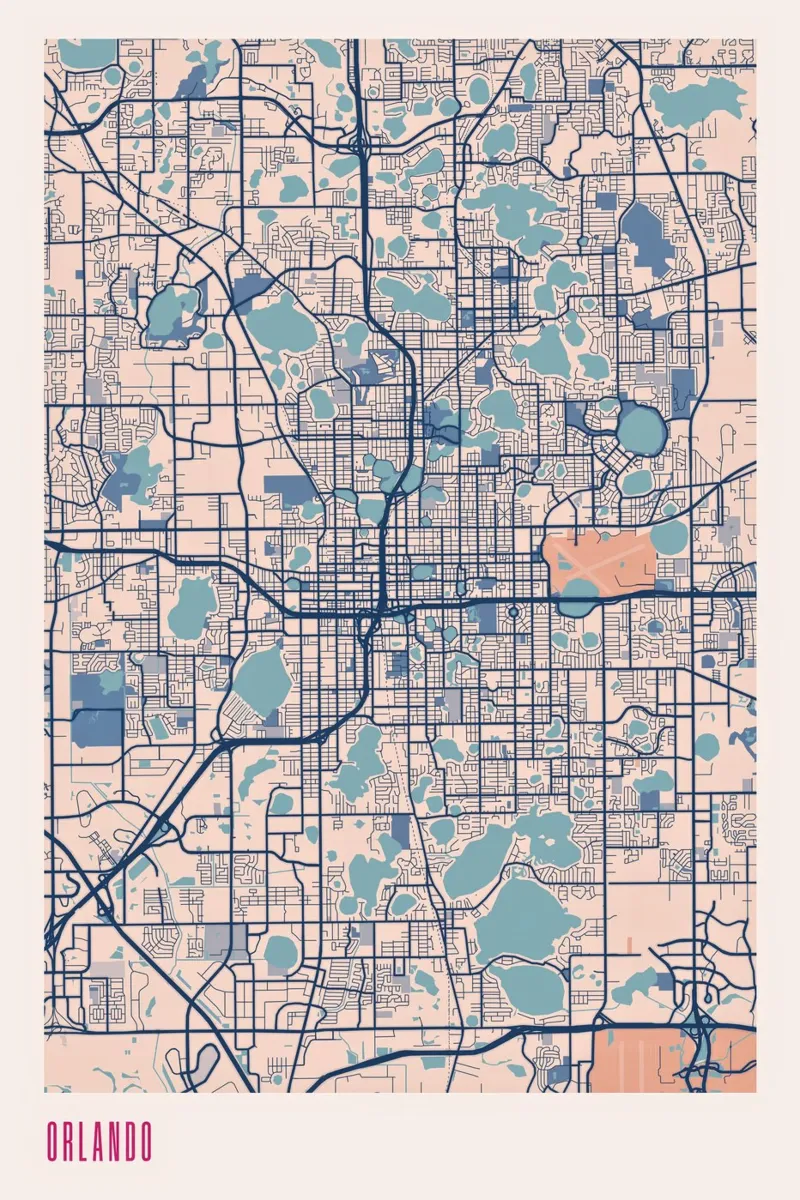 Orlando - La città dei laghi poster con telaio in plastica da MOOODZART