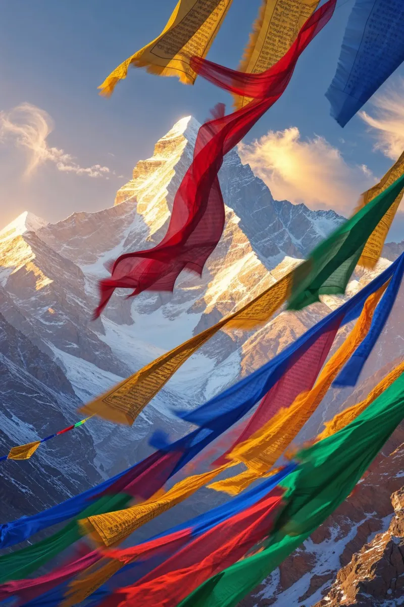 Prayer Flags in Nepal's Himalayan Landscape poster da AlbertKlee