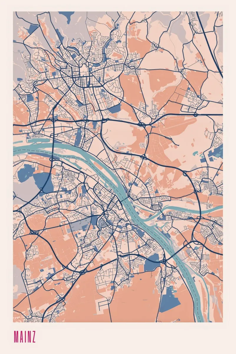 Metropoli renana Magonza poster con telaio in plastica da MOOODZART