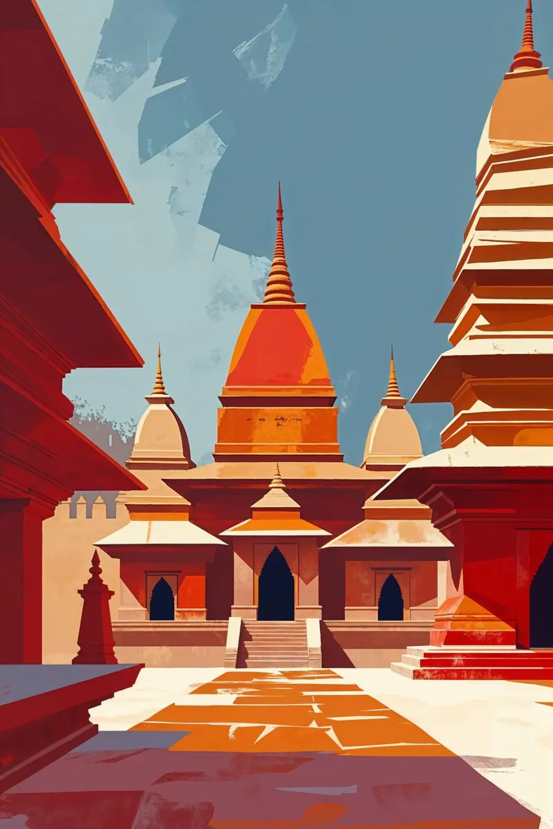 Abstract Depiction of Kathmandu's Temple Serenity carta hahnemühle da AlbertKlee