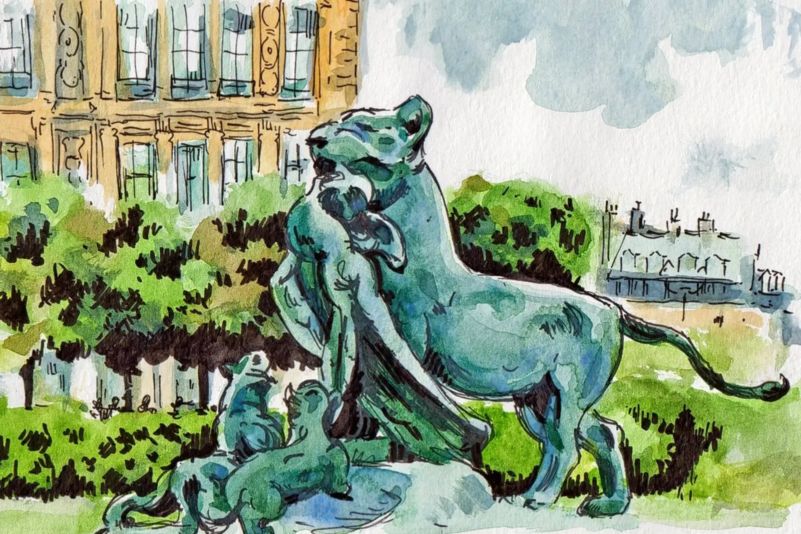Giardino delle Tuileries, Parigi tela con Cornice a cassetta da C.WILL