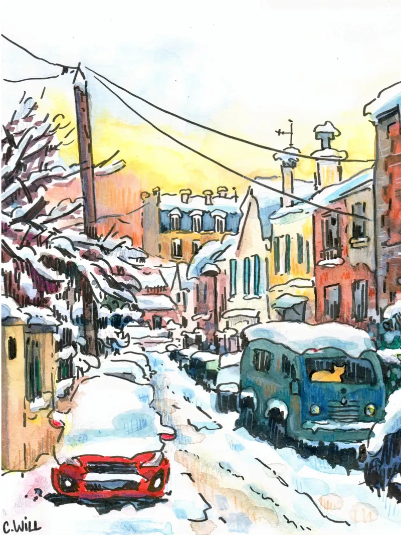 Strada innevata a Vanves pellicola backlit da C.WILL