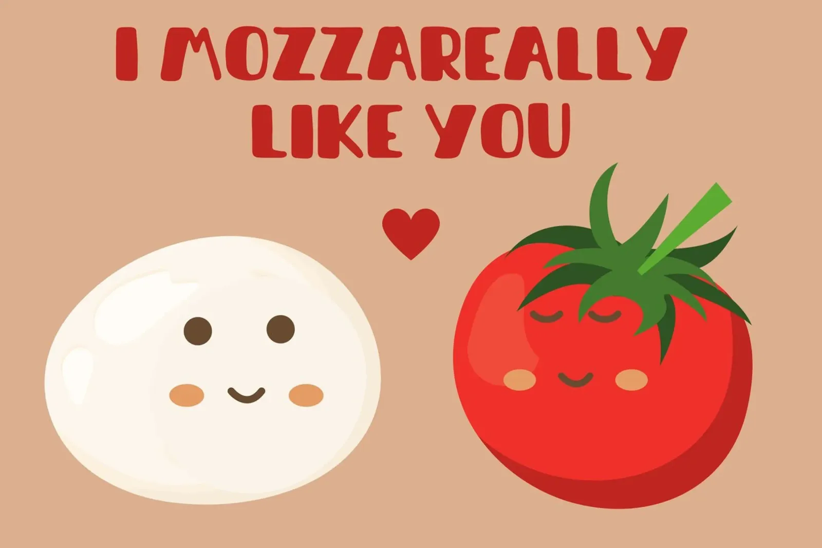 I mozzareally like you - cute & funny food pun poster with aluminum frame by Punderful Day