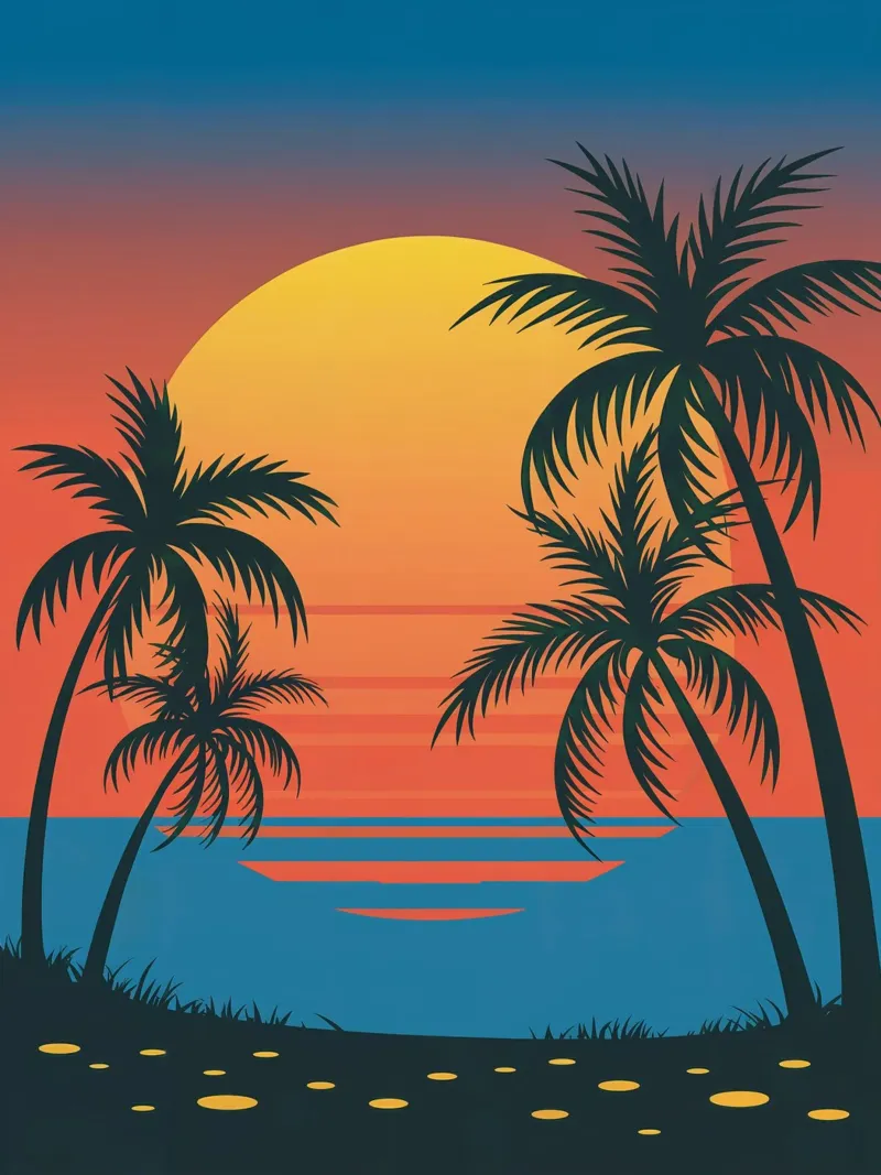 Sunset With Palm Trees canvas by logic