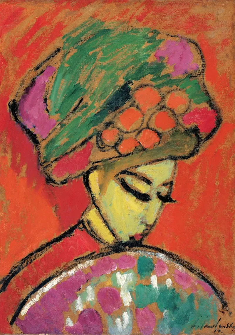 Alexej von Jawlensky - Ragazza con cappello a fiori, 1910 pellicola backlit da Timeless Artworks